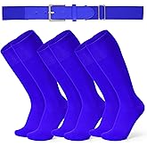 XZQTIVE 3 Pairs of Baseball Softball Socks and 1 Baseball Softball Belt Combo Set Knee-High Soccer Socks for Kids Youth Adult