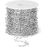 16.5FT Stainless Steel Heart Chain Roll, 304 Stainless Steel Heart Link Chain Spool Bulk for Jewelry Making Necklace Bracelet