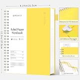 EMSHOI A4 Notebook 300 Pages Spiral 100gsm PVC Cover Yellow view 2