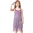 Cuecutie Kids Sequin Fringe Dress Sparkling Tassel Sleeveless Latin Dance Dress Salsa Dancewear Dancer Outfits for Girls