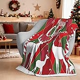 QDVXZA Christmas Plaid Throw Blanket, Soft Cozy Snowflake Reindeer Blanket, Christmas Throw Blankets for Couch Bed Home Decor Gifts 60"x50"