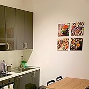 Quadri Cucina Spezie 4 Pezzi 30x30 Cm - Stampa Su Tela Con Telaio Legno, Produzione Italia