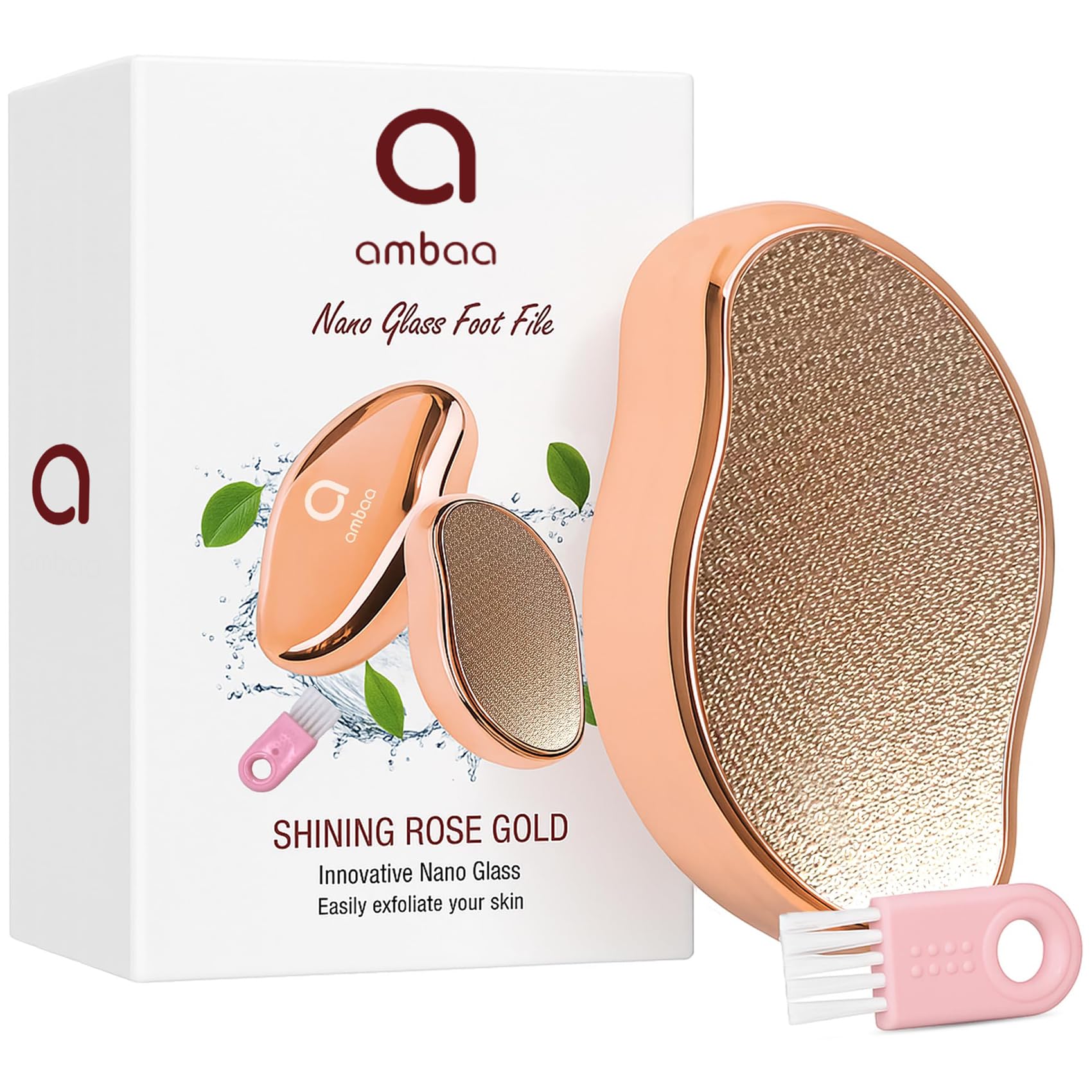 Ambaa Nano Glass Foot File, Foot Files for Hard Skin, Callus Remover for Feet, Foot Hard Skin Remover, Dead Skin Remover for Feet, Home Foot Care & Footspa Tool (Rose Gold)