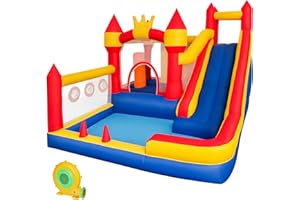 Liaakrr Bounce House, 8-in-1 Bounce House for Kids, Bouncy House with Slide, Climbing Wall, Ball Pit, Obstacles, Trampoline & Basketball Hoop – Includes Blower for Indoor & Outdoor