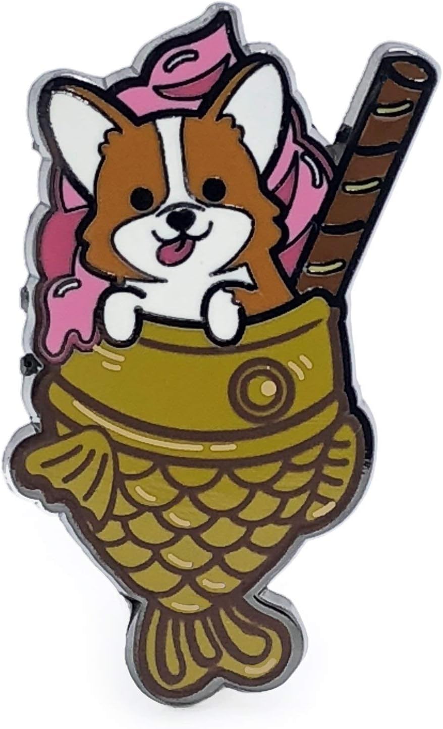 DOGGOFASHION Corgi Taiyaki Ice-cream Enamel Pin For Jackets Hats Backpacks Decor