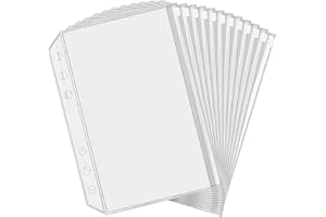 Antner 12PCS A5 Binder Pockets 6 Holes Budget Cash Envelopes for Budgeting, Clear Zipper Folders Planner Inserts Loose Leaf Bags Binder, Waterproof PVC Document Pouch Filing
