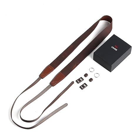 CANPIS Crazy Horse piel correa de cámara, Vintage cuello hombro ...