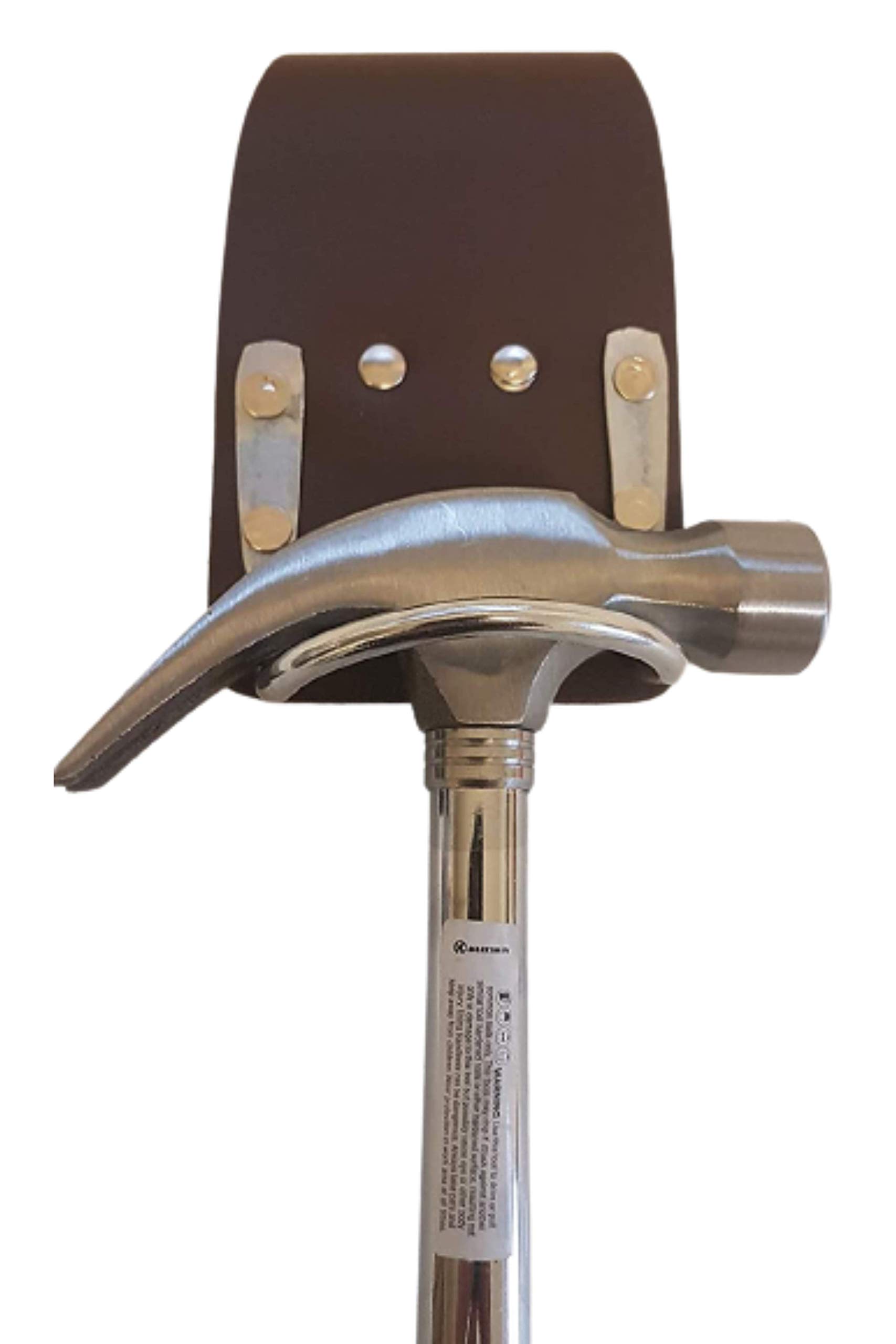 BBI Brown Leather Hammer Holder for Tool Belt | Steel Saddle Scafffolding Tool Belt Pouch