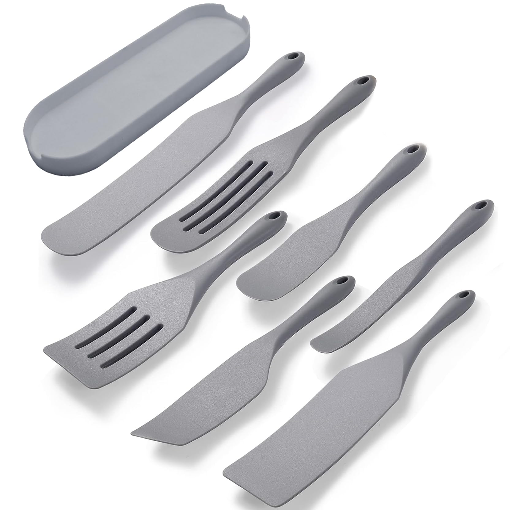 Tongjude Silicone Spurtle Set, Silicone Spatula Set, Heat Resistant Cooking Utensil for Nonstick Cookware, Serving，Baking, Whisking, Smashing, Scooping, Spreading, 8 Piece