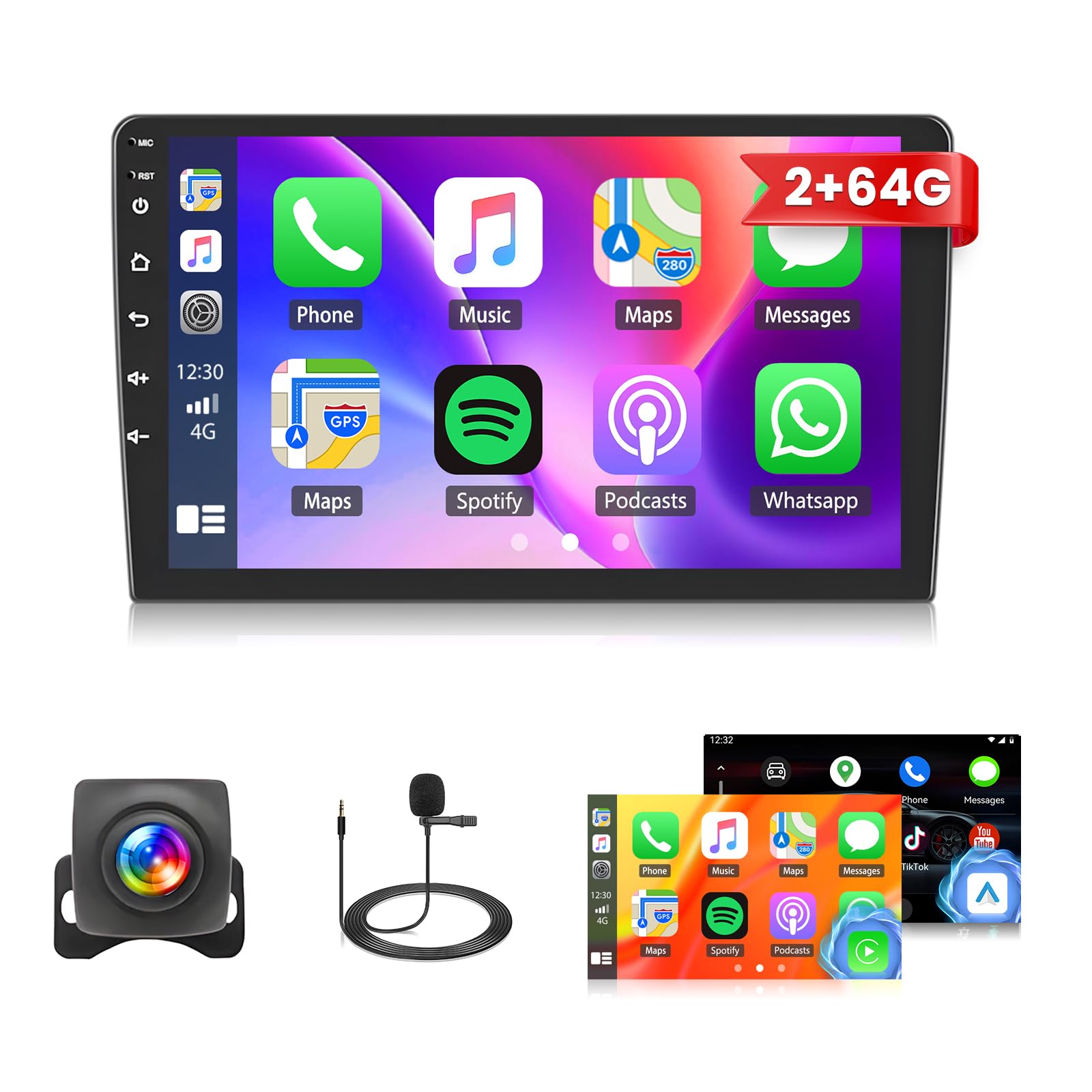 Photo 1 of [Upgrade HiFi] 2+64G Double Din Car Radio, 9" Double Din Touch Screen Android Radio Car Audio Receiver with Wireless Carplay Android Auto GPS Bluetooth WiFi FM RDS Radio Backup Camera