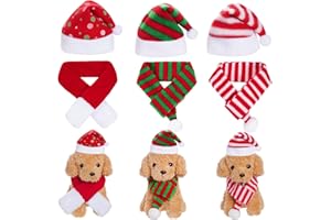Jmkcoz 6 Pcs Pet Cat Dog Christmas Santa Hat with Scarf Christmas Costume Outfit Set Holiday Party Cosplay Dress Up Supplies for Puppy Kitten (Polka Dot)