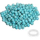 PATIKIL 6mm Blue Turquoise Beads, 200 Pcs Round Natural Gemstone Beads Smooth Stone Beads Turquoise Genuine Stone Beads for Bracelet Necklace Jewelry Making DIY