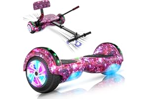 YHR Hoverboard with Seat Attachment - Go Kart Conversion Kit - 6.5" Wheels Kids Adults Hover Board with Bluetooth Speaker Lights Electric Self Balancing Scooter for Teens Girls Boys Gift