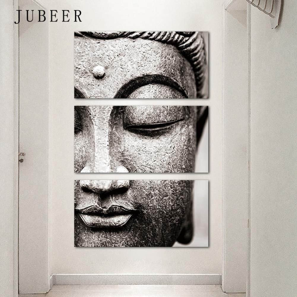 LMSDALAO Cuadros de Estatua de Buda Gris 3 Paneles Budistas Obras de