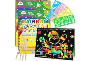 ZMLM Scratch Paper Art Craft: 2 Pack Rainbow Scratch Set for 3 4 5 6 7 8 9 10 Years Old Girls Boys Students Drawing Coloring Black Magic Art Supplies Kits Gifts School Birthday Party Toys(Classic)