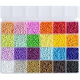 YUYUDEHM Rainbow Color 3mm Seed Beads, 5200Pcs Glass Seed Beads Kit with Storage Box for DIY Necklace Bracelet Crafts