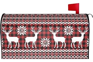 Perinsto Christmas Deers Mailbox Covers Magnetic Waterproof Happy New Year Mail Cover Letter Post Box Wraps for Home Garden Yard Decor, 21x18 in