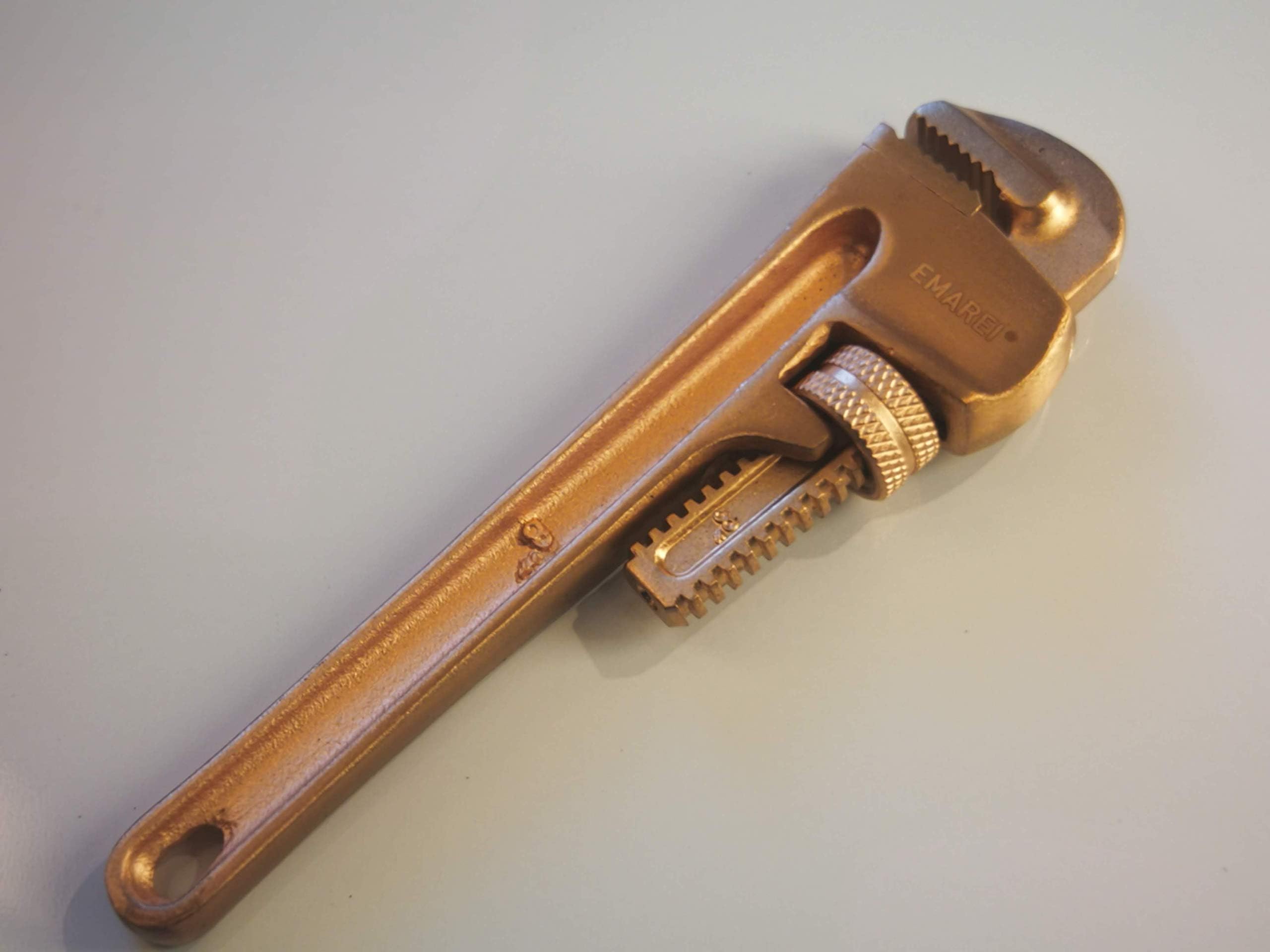 Emarei Spark-Free Adjustable Wrench, America. Design: 200 x 25 mm, Non-Sparking Pipe Wrench, Spark Free Tool, Non-Sparking Tools, Material: Beryllium Copper