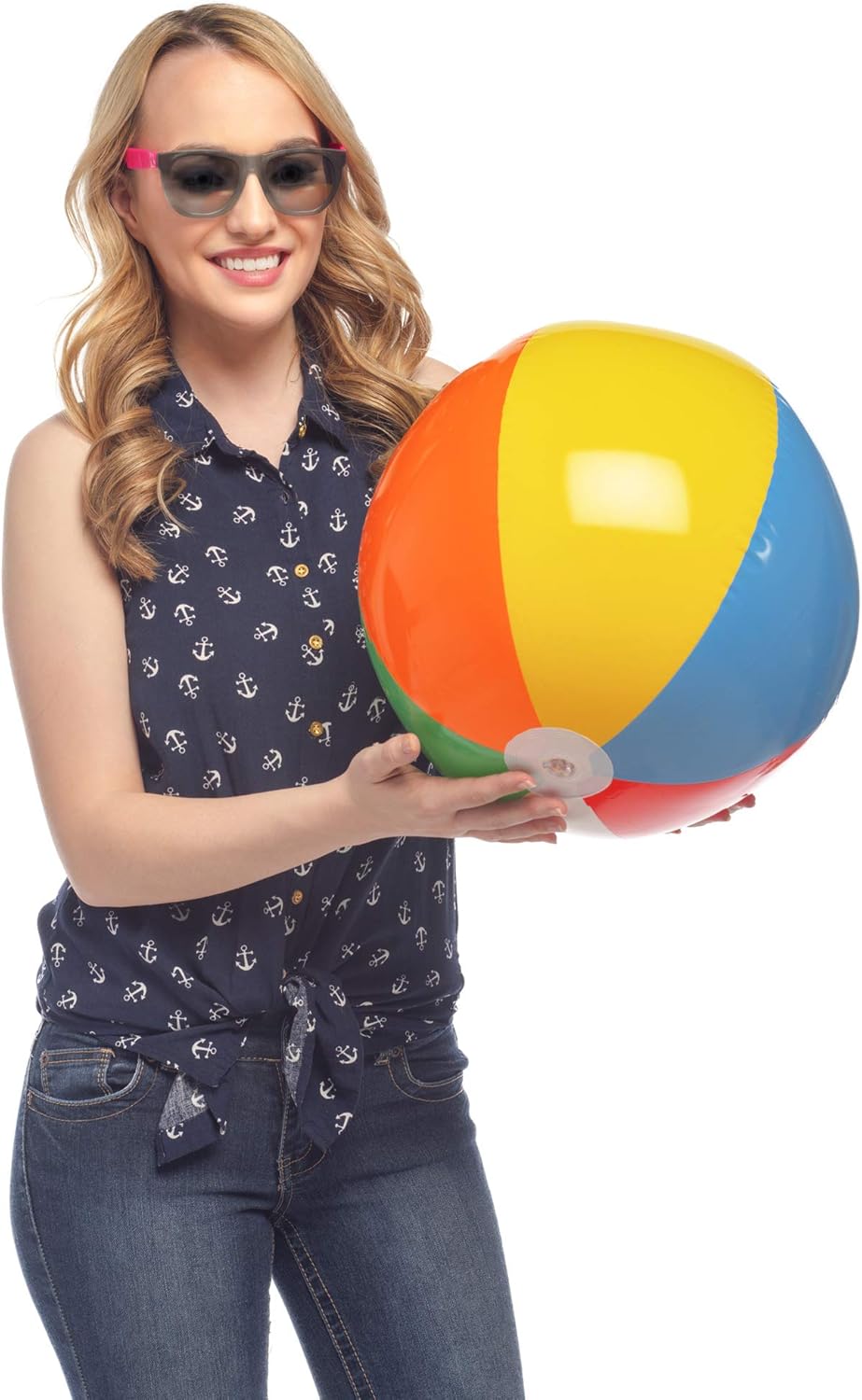 NJ Novelty Large Inflatable Beach Balls 20 Inch, Pack of 12 Rainbow Colored for Pool Party, Summer Water Fun and Birthday Parties - Bulk Pack (Beach Balls): Sports & Outdoors