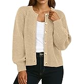 GRECERELLE Women's Chunky Open Front Sweater Long Sleeve Button Knit Short Loose Cardigan Outerwear, S-2XL