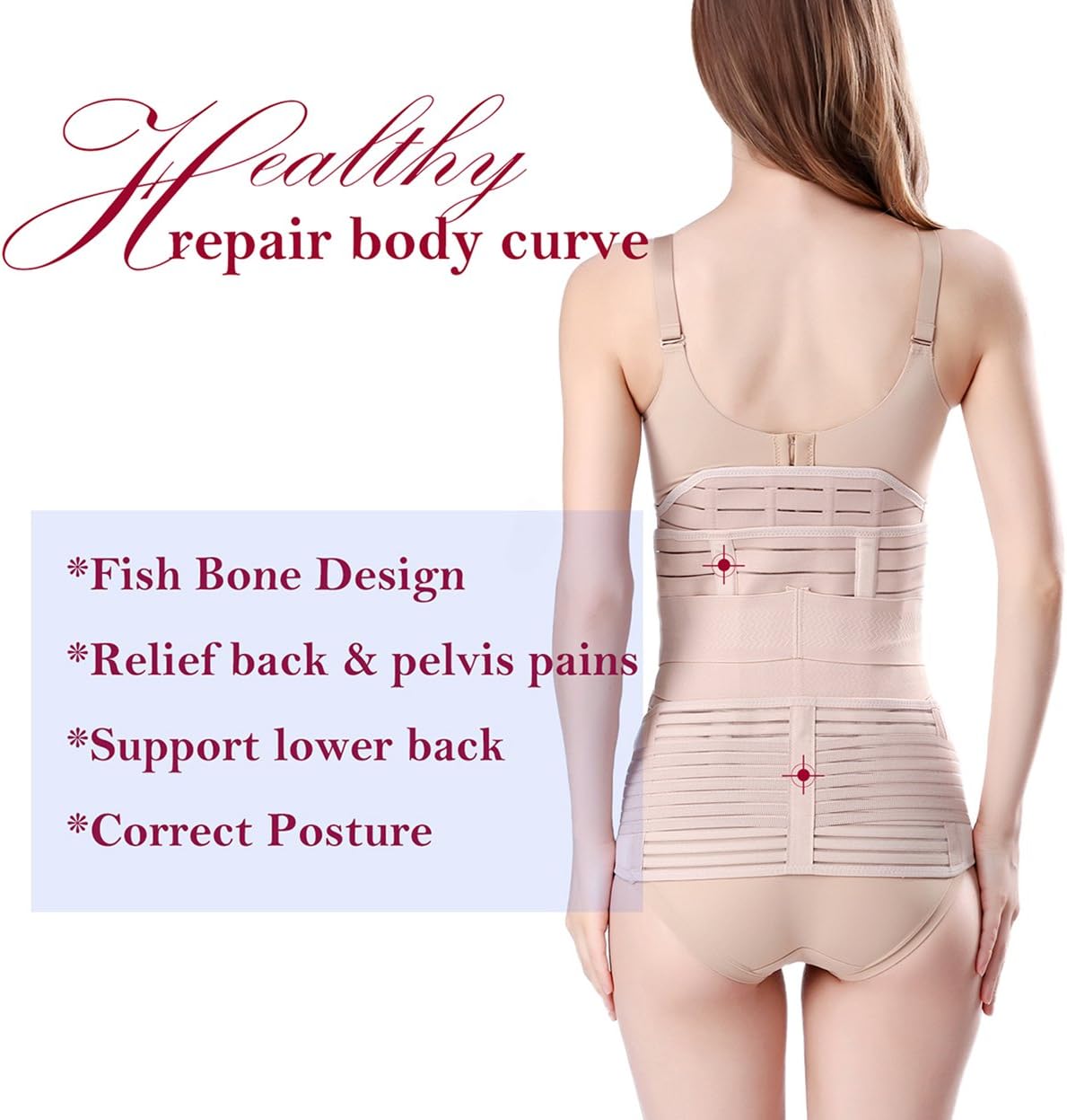 3 in 1 Postpartum Support - Recovery Belly/waist/pelvis Belt Shapewear Slimming Girdle, Beige, One Size: Health & Personal Care