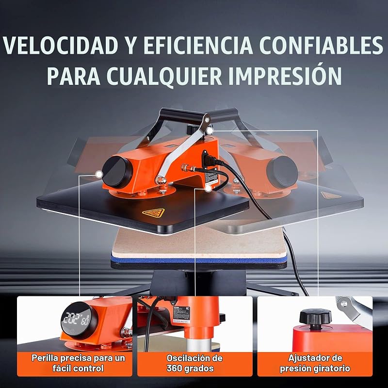 Máquina de Prensa de Calor Multifunción 42 x 40 x 39 cm, 5 en 1 para DIY Camisetas, Sombreros, Tazas — foto 4 de 8