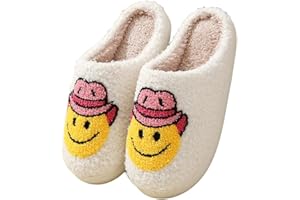V OPXIN Cartoon Slippers for Womens Mens Cute Slippers Cozy Plush Warm Slip-on House Shoes for Indoor and Outdoor Meet Me at Midnight Strawberry Mushroom Evil Eyes Love Heart Slippers Valentine's Day Gifts