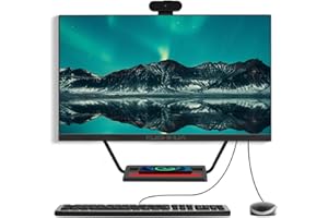 24 Inch All-in-One Computers with Charging Panel, i7 Quad-Core Desktop Computer with Cam, 16G RAM 512G SSD IPS HD Display for