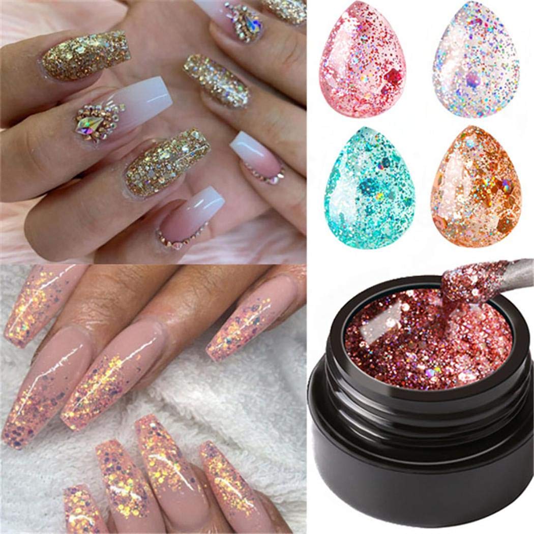 XioNiu Glitter Nail Glue LED Super Platinum Nail Gel Polish Shiny Nail Art Care Tools Nail Glue