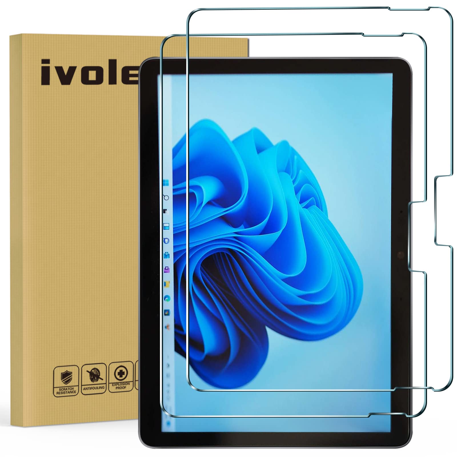 ivoler [2 Pack Compatible with Microsoft Surface Go 2 10.5 inch/Microsoft Surface Go 10 inch Screen Protector, Tempered Glass Film, [9H Hardness] [Anti-Scratch] [Crystal Clear]