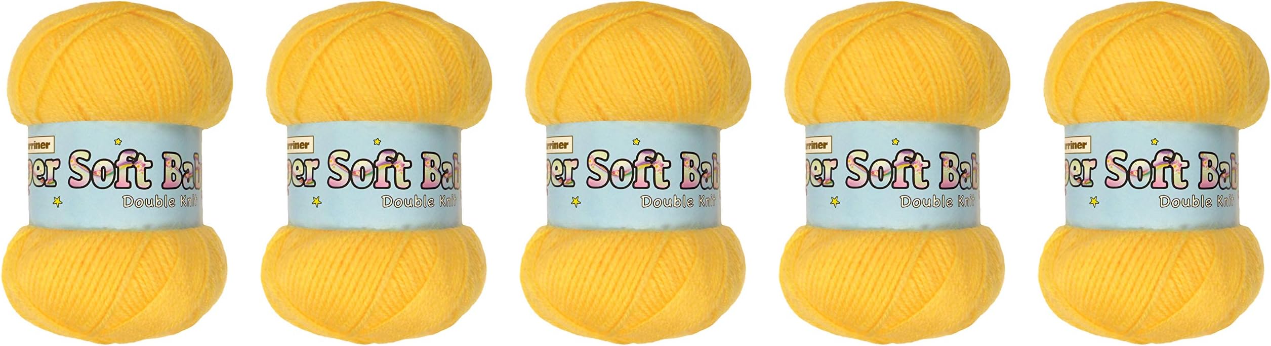 Marriner Super Soft Baby Double Knit 100g | Knitting/Crochet Yarn | 100% Acrylic (Buttercup, 5 Ball Pack)