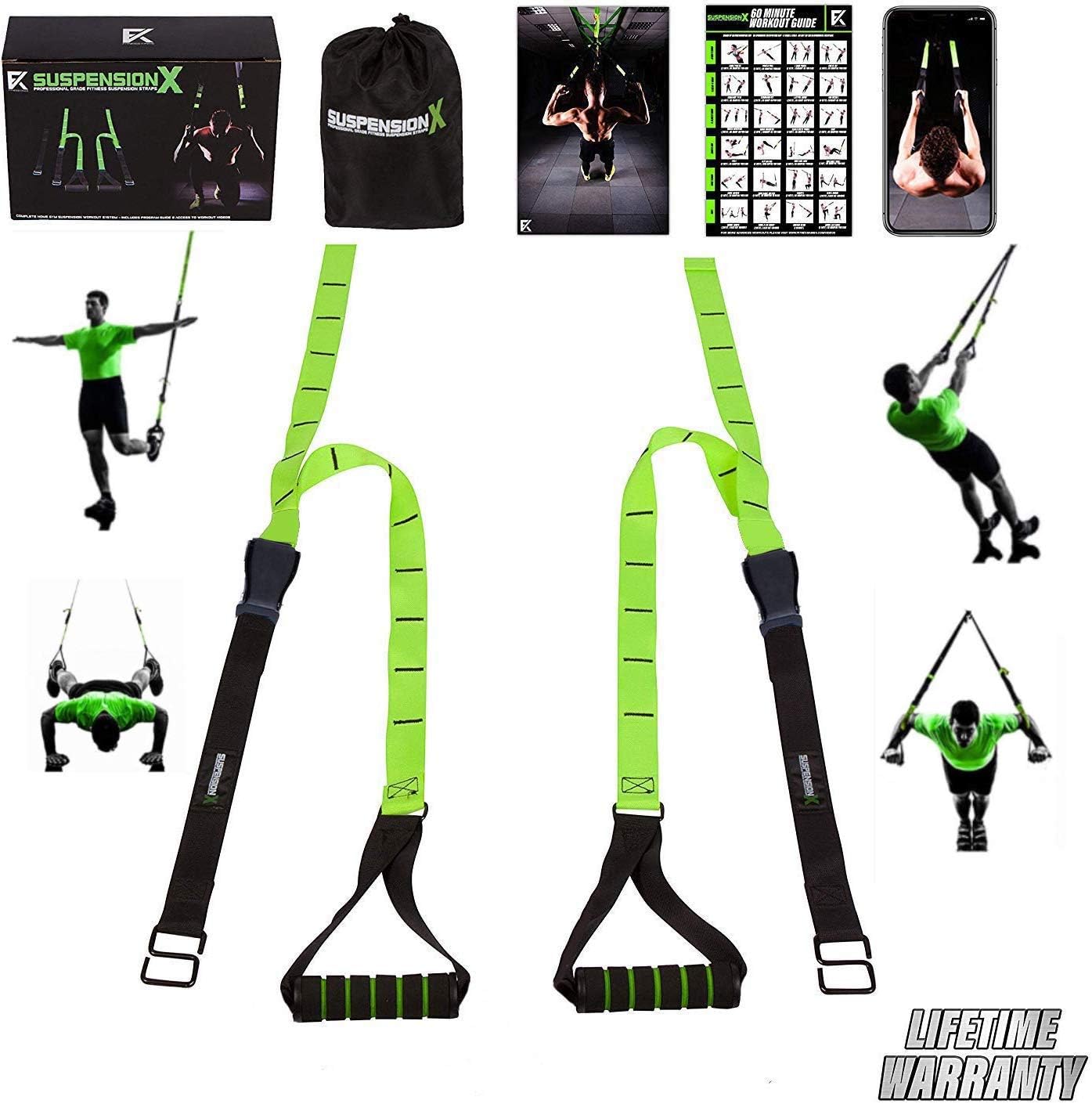 Fitness Kings Suspension X Bodyweight Resistance Suspension Straps Home Gym System - Workout Program with Fitness Guide & Videos