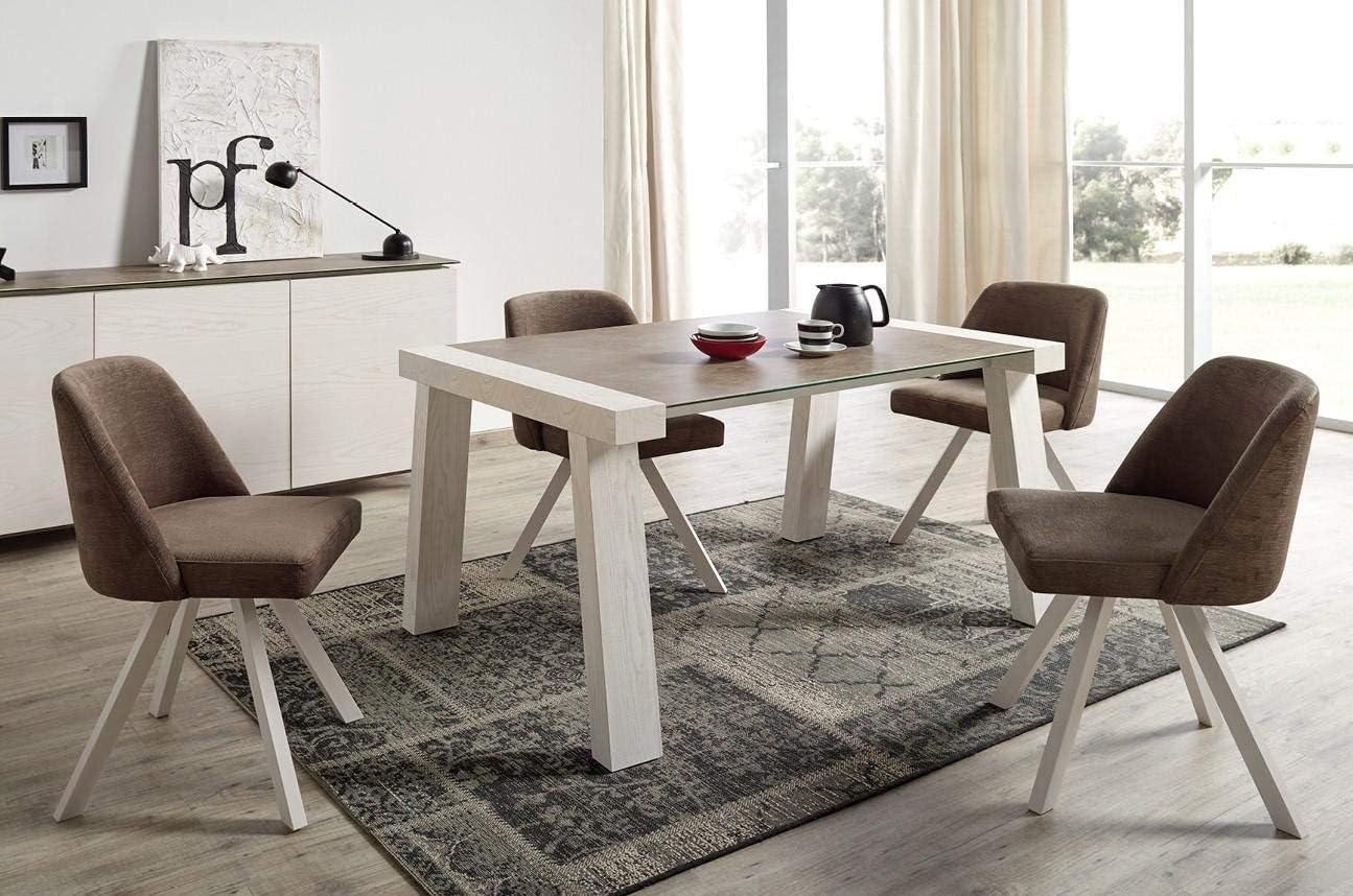 Amazon Com Brown Beige Finish Extendable Dining Table Set 5pcs