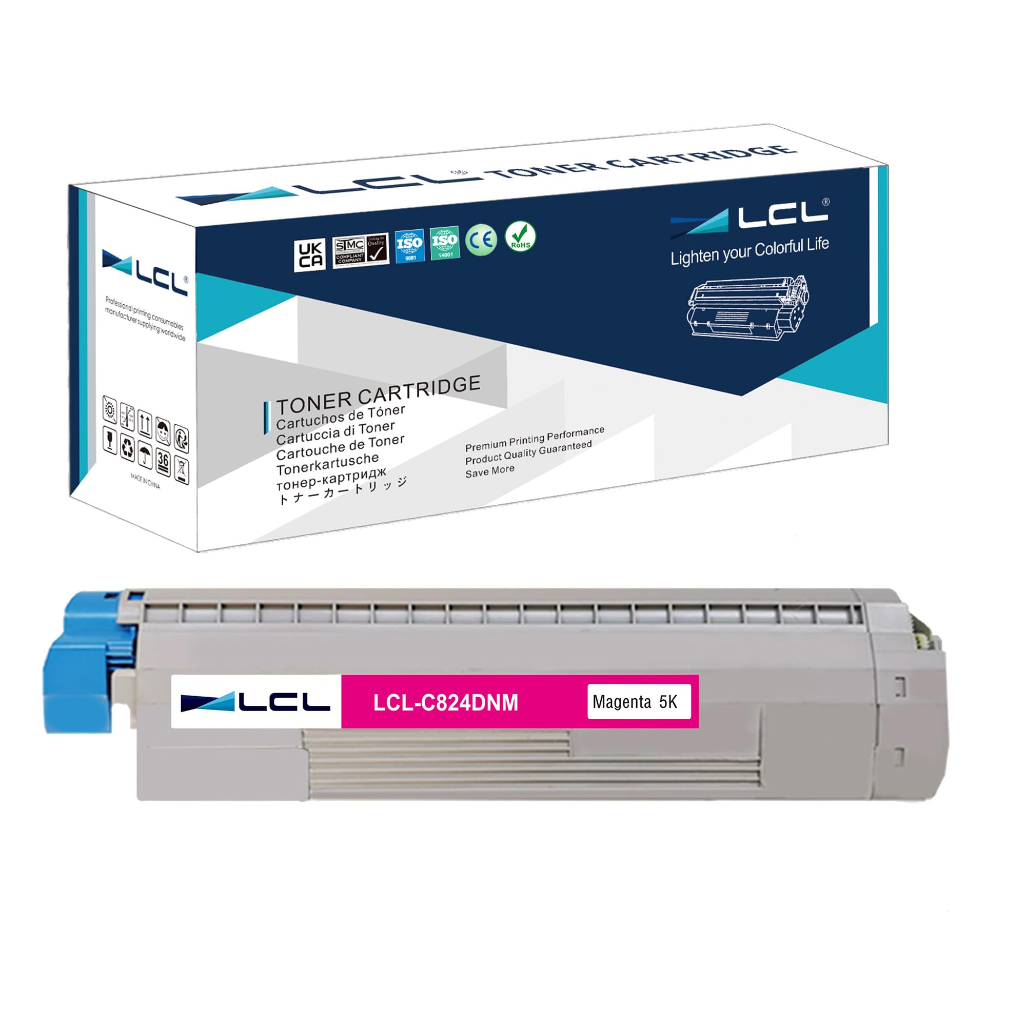 LCL Remanufactured Toner Cartridge C824 C834 C844 C824n C824dn C834dnw C834nw C844dnw 47095702 (1 Magenta) Replacement for OKI C824dn C824n C834dnw C834nw C844dnw