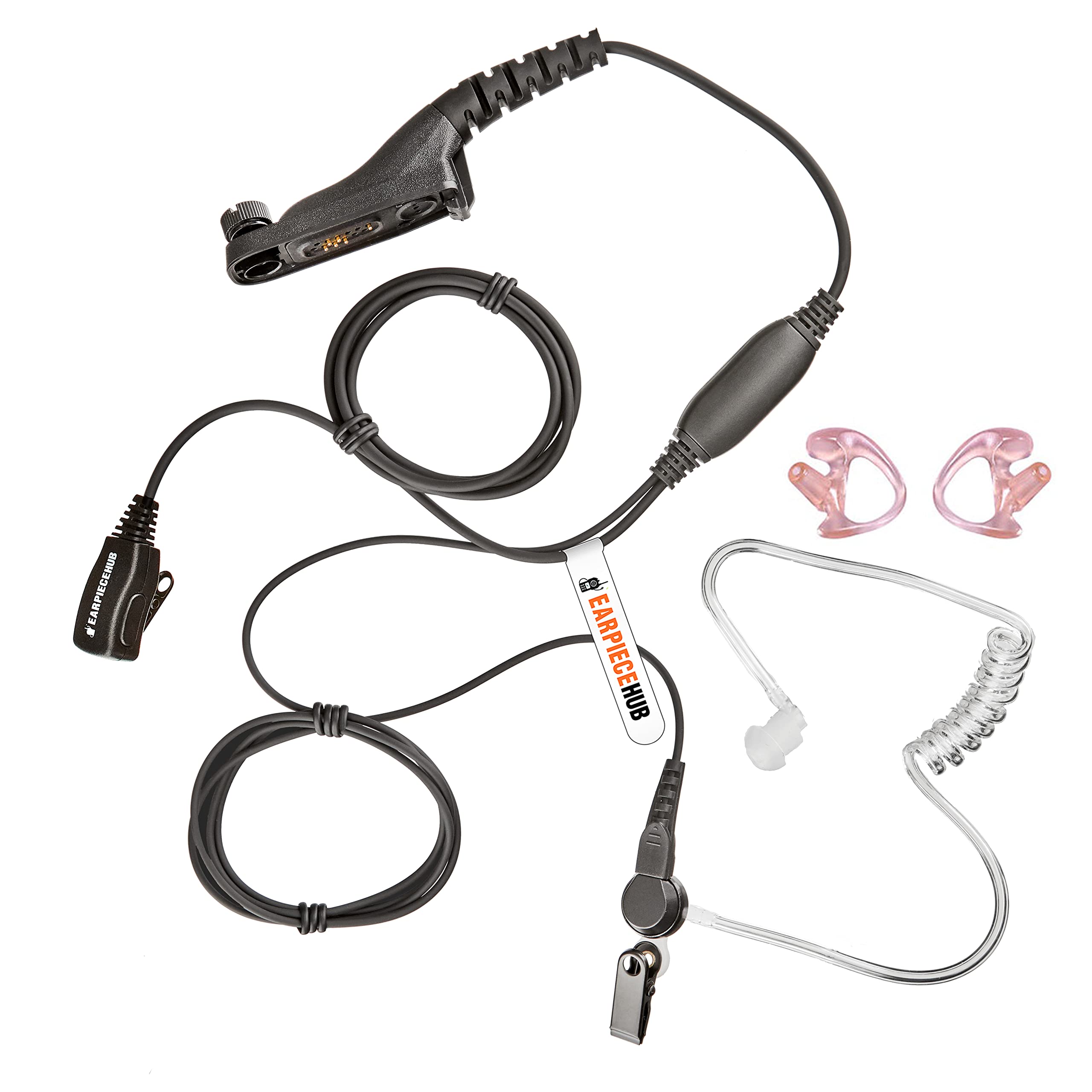 Covert Acoustic Earpiece Headset with Earmoulds for Motorola MotoTRBO Radio DP3400, DP3600, DP4600, DGP6150+ XiRP8268, XPR6500, APX4000, UHF