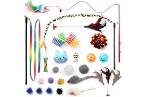 PietyPet Kitten Toys Cat Toys Assortments, 26 Packs Cat Toys Variety Pack for Kitty, Cat Wand Toy, Cat Feather Toys, Cat Balls with Bells, Cat Mouse Toy, Catnip Toys for Indoor Cats