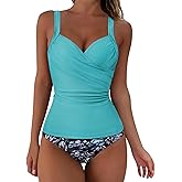 SUUKSESS Women Sexy Twist Push Up Tankini Swimsuit Tummy Control Bathing Suits