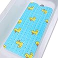 Tubozadi Bathtub Mat Non Slip Shower Mat for Kids Adults & Elderly 40X16 Inch Extra Long Anti Slip Bath Mats for tub Mat with Suction Cups and Drain Holes,Duck