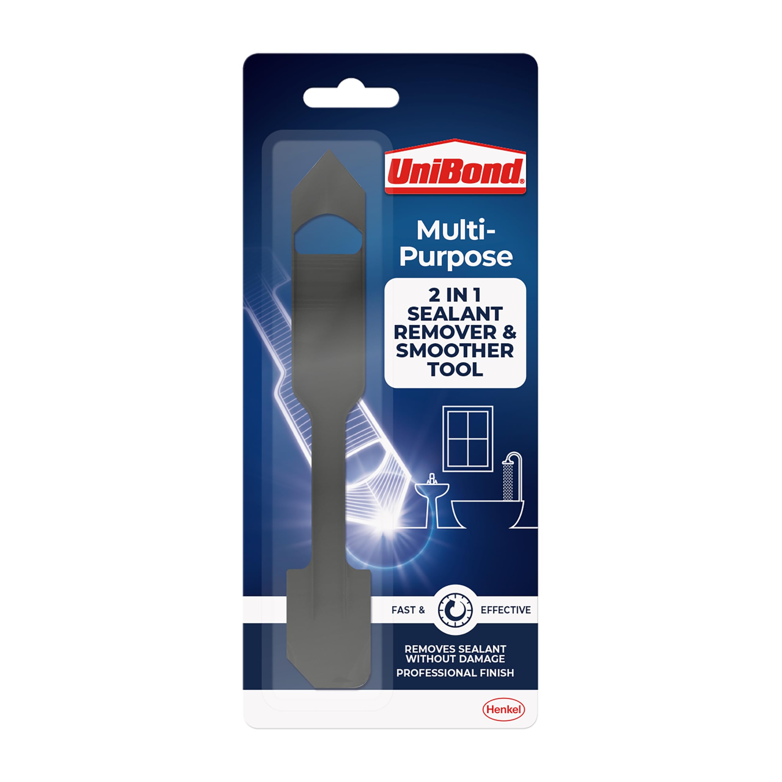 UniBond Sealant Remover and Smoother Tool, Easy-to-Use Sealant Finishing Tool, 2-in-1 Plastic Sealant Tool for Smoothing, Silicone Remover Tool, Black