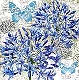 Cypress Home Blue Floral Study Embossed Paper Luncheon Napkin, 20 count