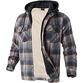 Heavy Thick Flannel Plaid Jacket Sherpa Fleece Lined Hoodies for Men Zip Up Winter Warm Coat Buffalo Zipper Sweatshirt