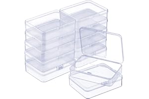 SATINIOR 12 Pack Clear Plastic Beads Storage Containers Box with Hinged Lid for Beads and More (4.45 x 3.3 x 1.18 Inch)