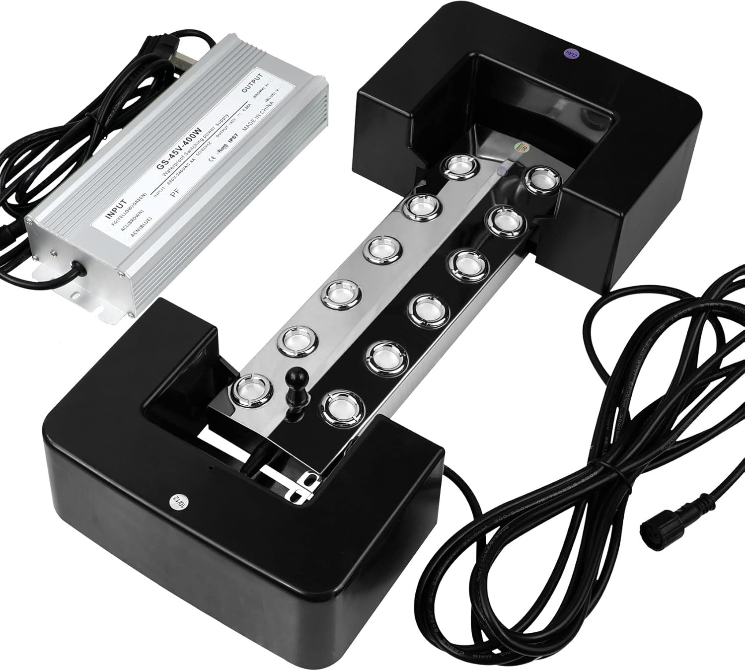 Indoor Fountains & Accessories - Beendou Ultrasonic Mist Maker Fogger 12 Head(9000ml/H),400W Power Water Proof Ultrasonic Mister,Ultrasonic Fogger Humidifier with Float,for Vegetable Preservation,Landscape, Halloween Atmosphere,etc