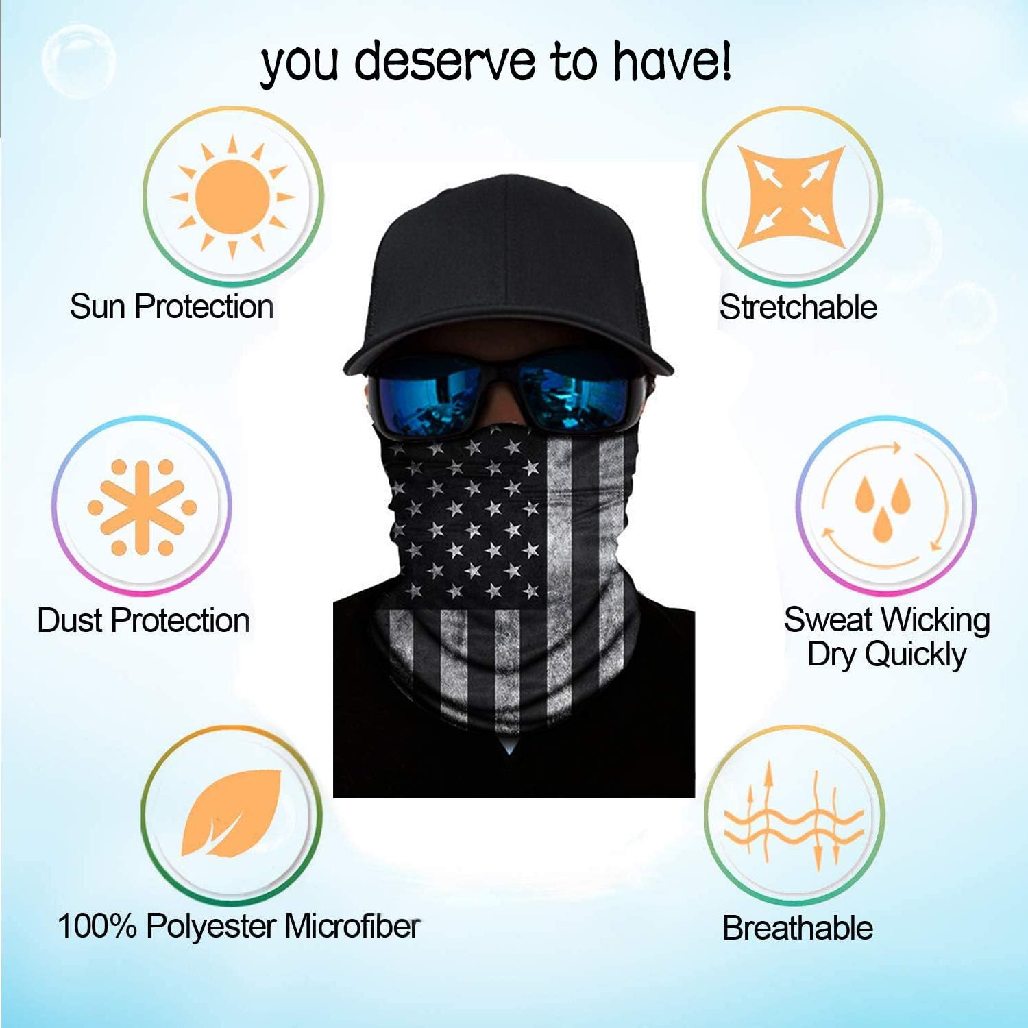 6 Pcs Bandana Face Mask Neck Gaiter, Scarf Headbands Balaclava Headwear Tube Windproof Seamless Face Cover: Clothing