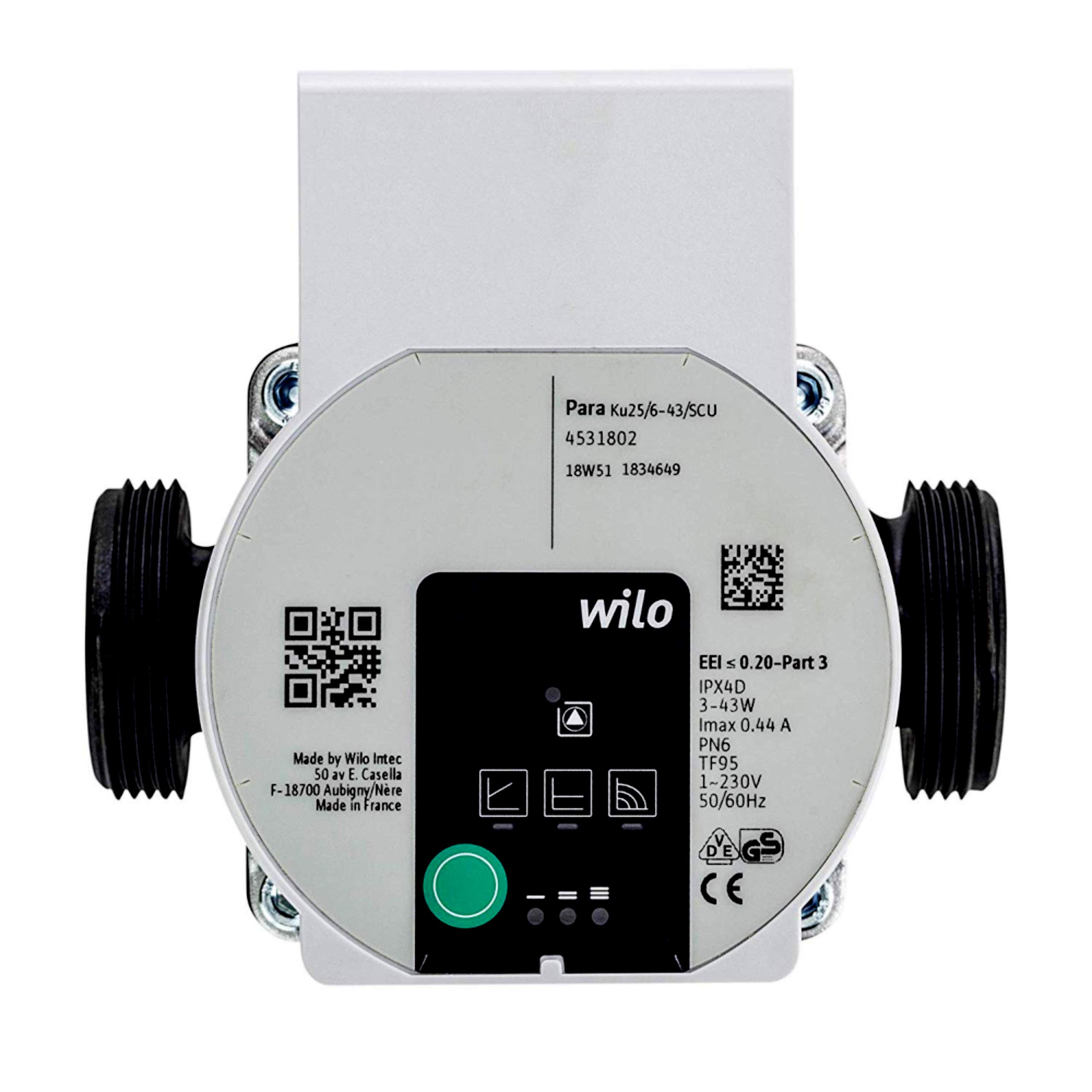 Kudos-Trading - Wilo Yonons para 25/6-43/SCU Pump for Manifold Water underfloor Heating Pump Replacement and Central Heating Systems high Efficiency “A” Rated High-Efficiency