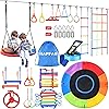 Hapfan 50ft Ninja Warrior Obstacle Course for Kids with Swing, Weather ...