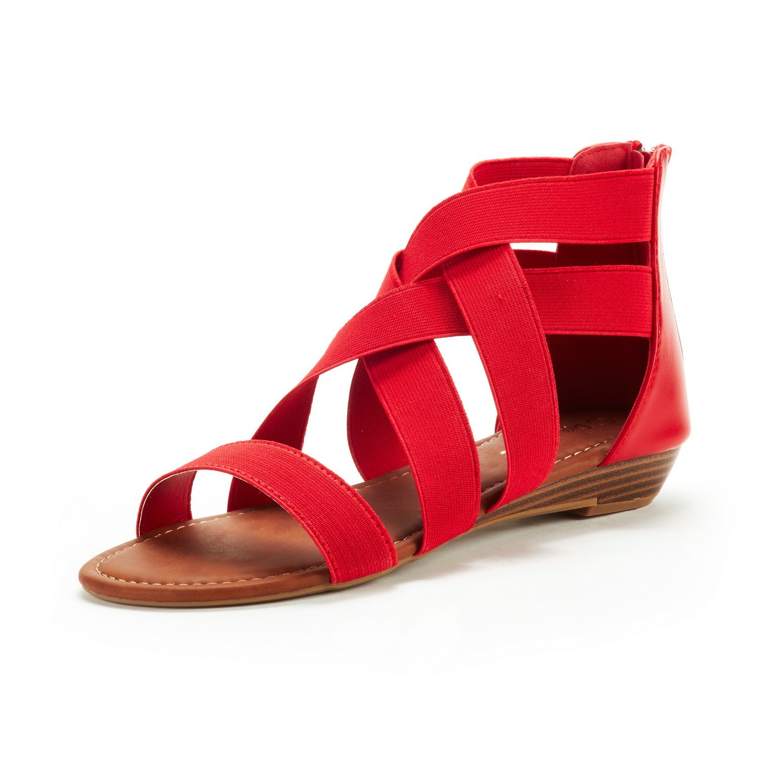 DREAM PAIRS Women's Elastic Ankle Strap Low Wedges Sandals