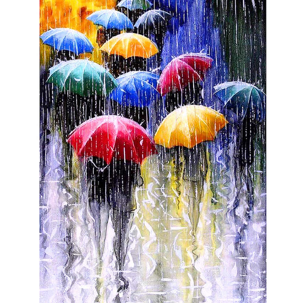 TAOGIFT 5D Diamond Painting Kits for Adults DIY Paint by Number Full Drill Crystal Rhinestone Arts Craft Canvas Paint with Diamonds for Home Wall Decor -Pedestrians in The Rain (40X30CM)