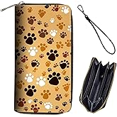 Bxgolkgd Womens Wallet, RFID Blocking Leather Wallet,Large Capacity Wallet Credit Card Holder PU Leather Ladies Clutch with Zipper Coin Pocket - Dog Paw Print