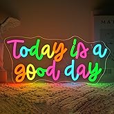 VVYXX Today Is A Good Day Neon Sign Light Wall Decor Inspiring Colorful Words Motivation LED Word Light Sign for Bar Cafe Dorm Decor Coffee Shop Girls Bedroom Restaurant Office Wedding Party
